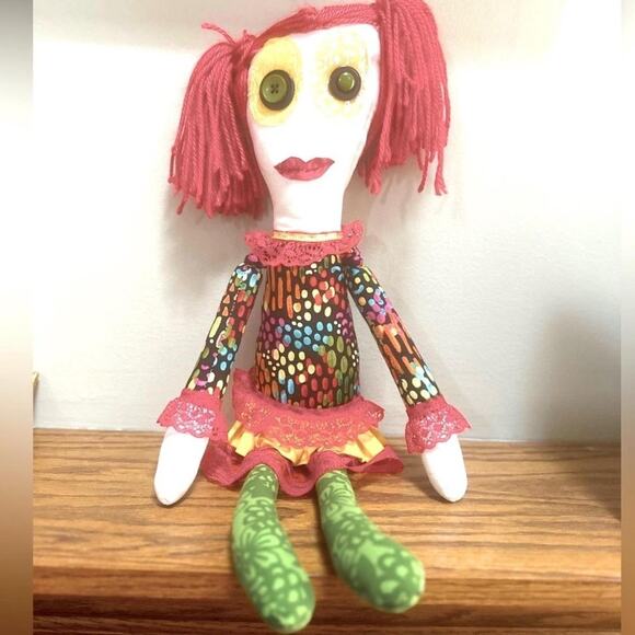 Handcrafted Rag Cloth Ugly Doll 19” Homemade Colorful Weird Funky Whimsygoth - Picture 1 of 3